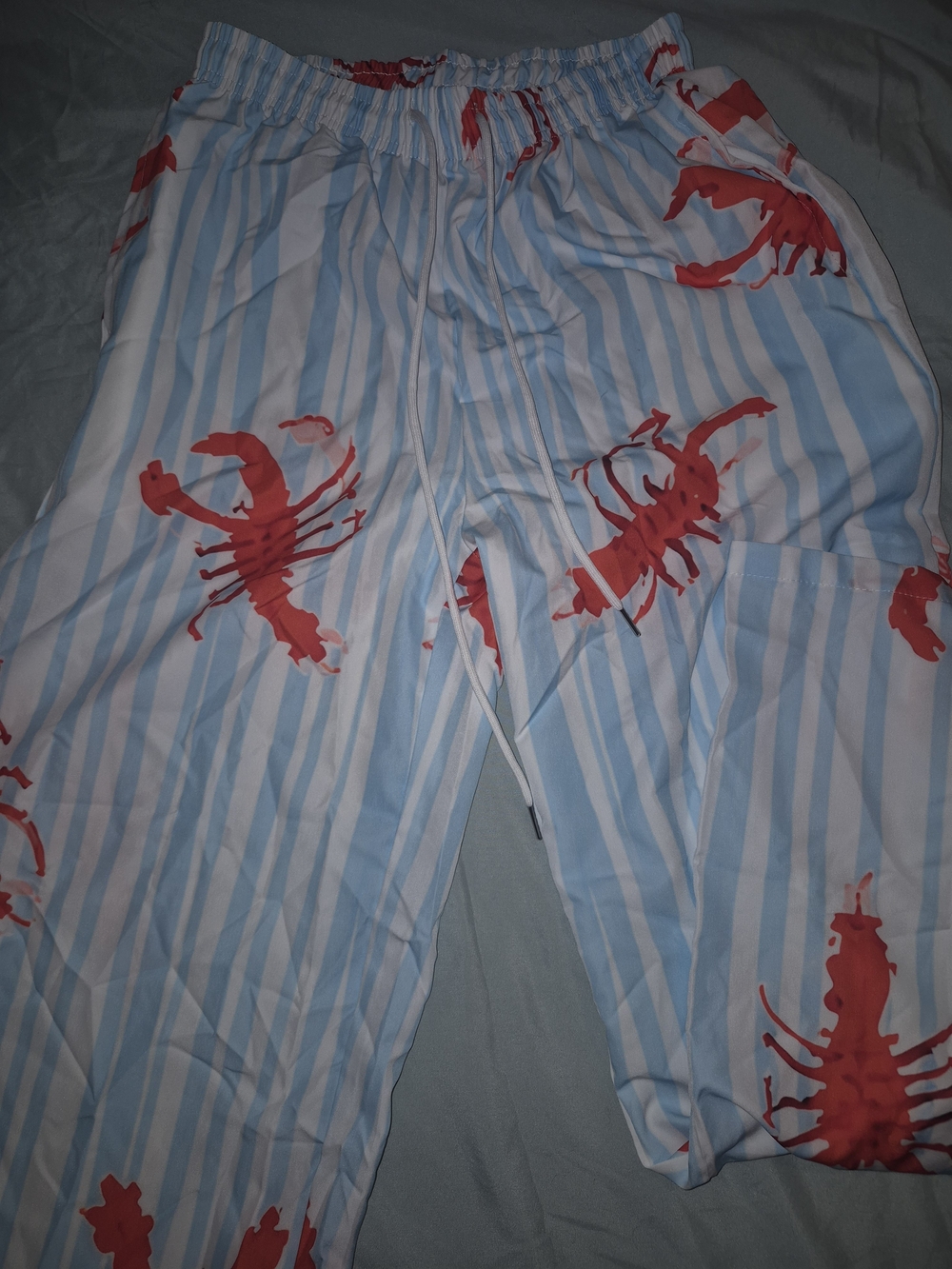 "Sale"  Women’s Wide Leg Lounge Pants - Light Blue And RED